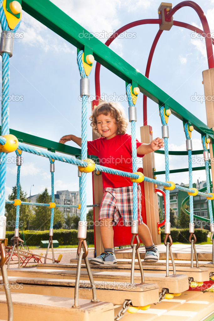 Suspension bridge on playground