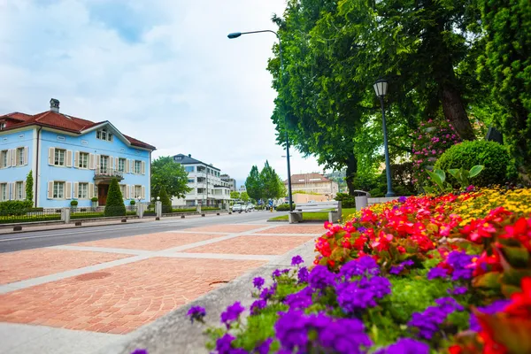 Kwiaty i ulice Liechtensteinu — Zdjęcie stockowe