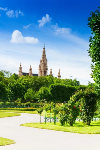 Wien rådhuset från parken — Stockfoto