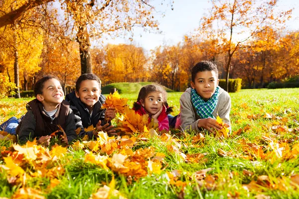 Group of four black boys — Stock Photo, Image