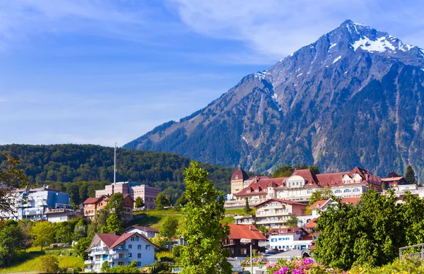 Alpler ve spiez köy görünümü — Stok fotoğraf