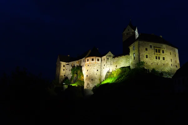 Castello di Loket di notte — Foto Stock