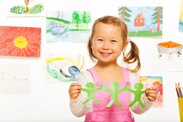 Beautiful girl with color paper — Stock Photo, Image