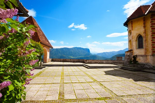 Bled hrad s panoramatickým výhledem — Stock fotografie