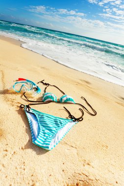 Bikini mayo ve şnorkel maskesi