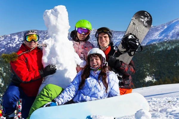 Friends on the mountains background — Stock Photo, Image