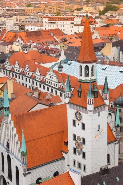 Vecchio municipio con tetti rossi vista città — Foto Stock
