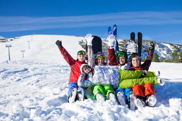 Friends on the mountains background — Stock Photo, Image