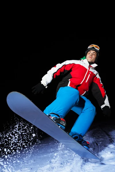 Snowboarder à noite — Fotografia de Stock