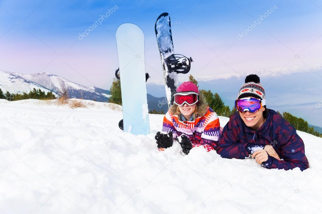 Man and woman in ski masks