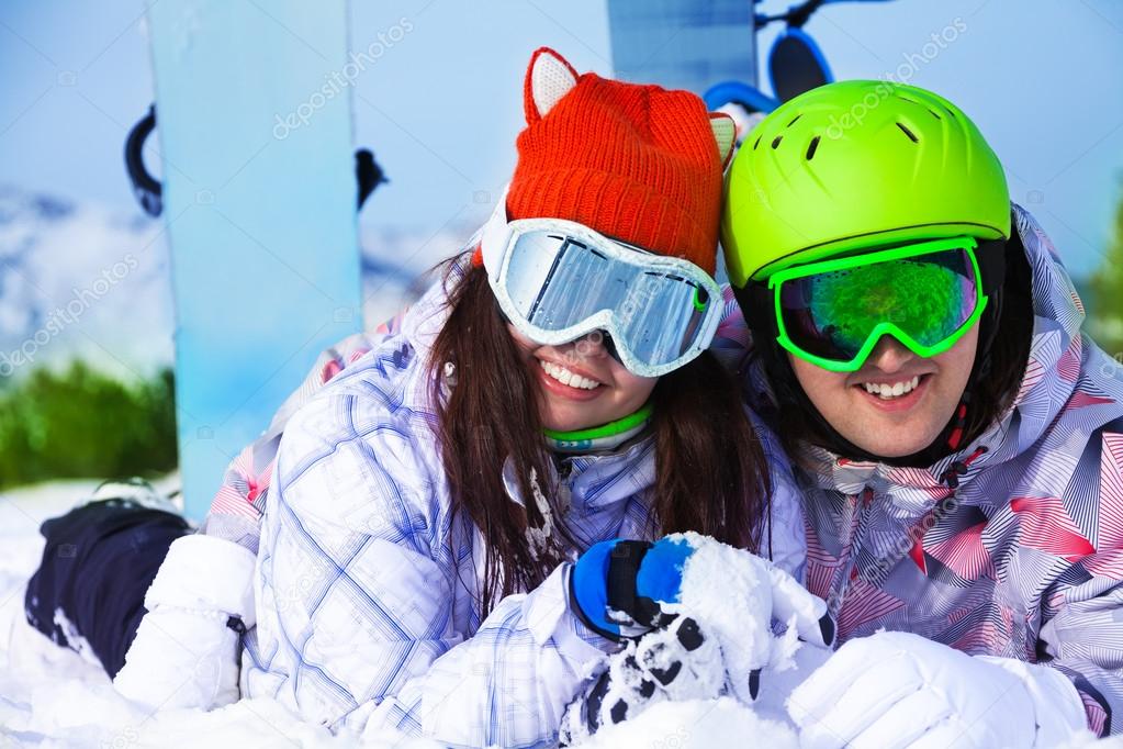 Couple in ski masks