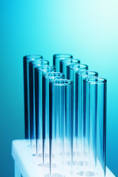 Rows of empty test tubes fixed together