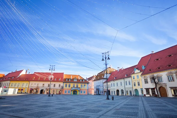 Piata Mare (Praça Grande) em Sibiu, Roménia — Fotografia de Stock