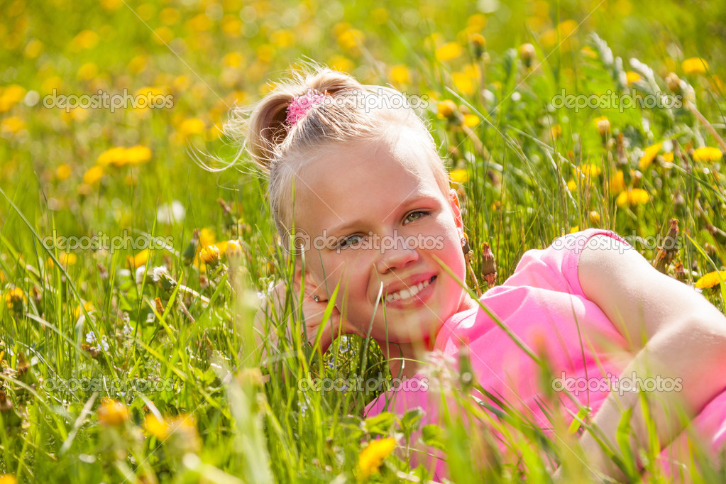 Young Blonde Girl Field Yellow Flowers 1