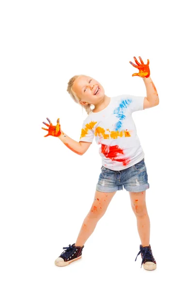 Chica en camisa pintada —  Fotos de Stock