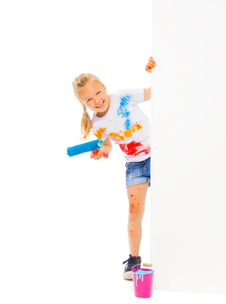 Girl holds brush — Stock fotografie