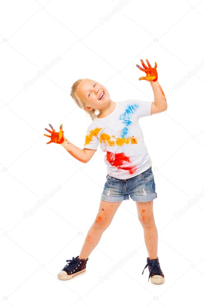 Girl in painted shirt