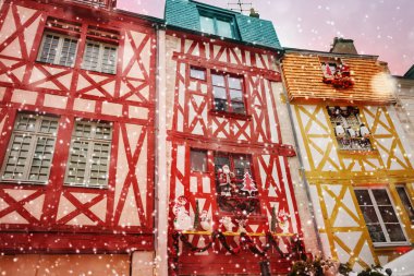 Ortaçağ 'da Orleans' ta kışın Fransa 'da eski evler