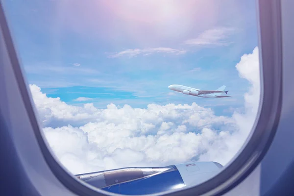 Vista Desde Ventana Del Ojo Buey Otro Gran Avión Comercial — Foto de Stock