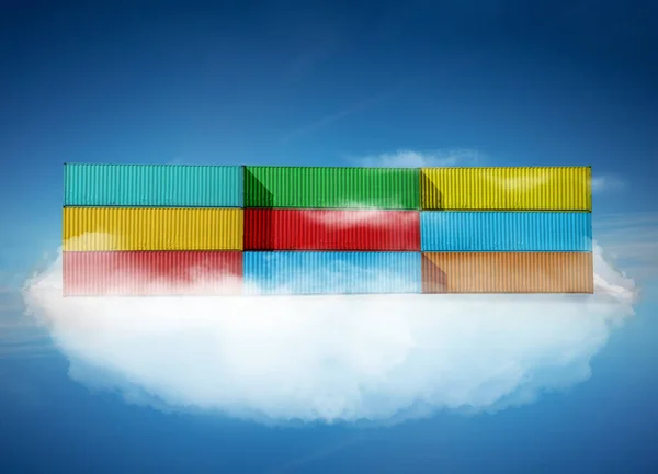 Grupo Pila Contenedores Nube Transporte Desarrollo Informático Concepto Devops Docker —  Fotos de Stock