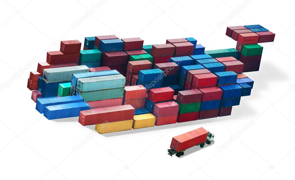 Docker and Kubernetes concept - whale made of containers DevOps software operation, development isolated on white