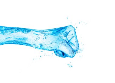 Su illüstrasyon konseptinden yapılmış ilk el beyaz üzerine izole edilmiş görüntü
