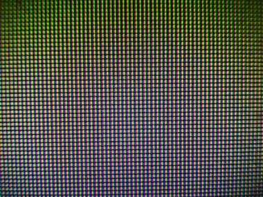 LCD ekranındaki farklı kırmızı mavi bloklar ile piksellerin aşırı yakın plan görüntüsü