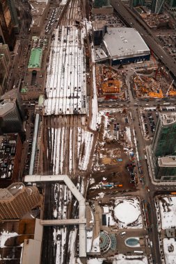 Toronto şehir merkezi yukarıdan Union İstasyonu yakınlarındaki inşaata bakıyor