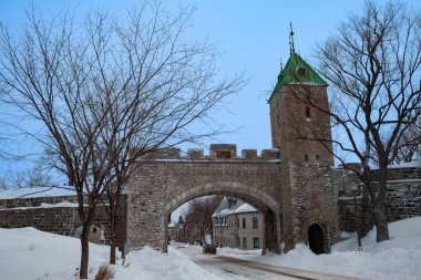 The Citadelle of Quebec, fort arc entrance heavily covered with snow at winter