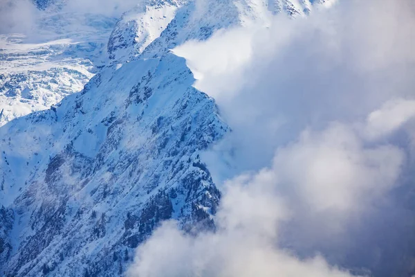 View Mountain Range Mont Blanc Massive Mountains Clouds One Side — Stok fotoğraf