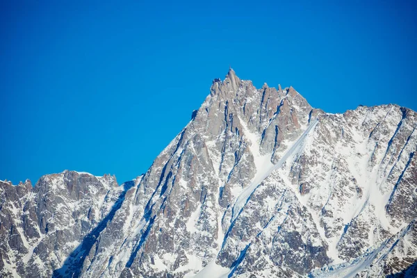 Aiguille Midi Peak Mont Blanc Mountain French Alps Snow Rocks — 图库照片