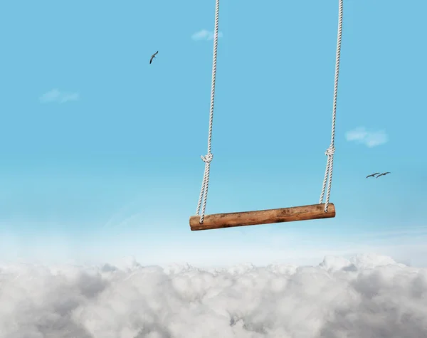 Illustration Image Swing Bar Swinging Blue Sky Clouds Foam — 스톡 사진