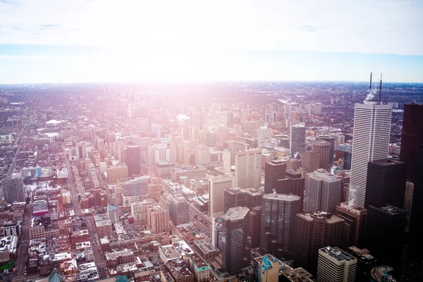 Panorama Real Ciudad Toronto Invierno Desde Arriba Centro Ciudad Los —  Fotos de Stock