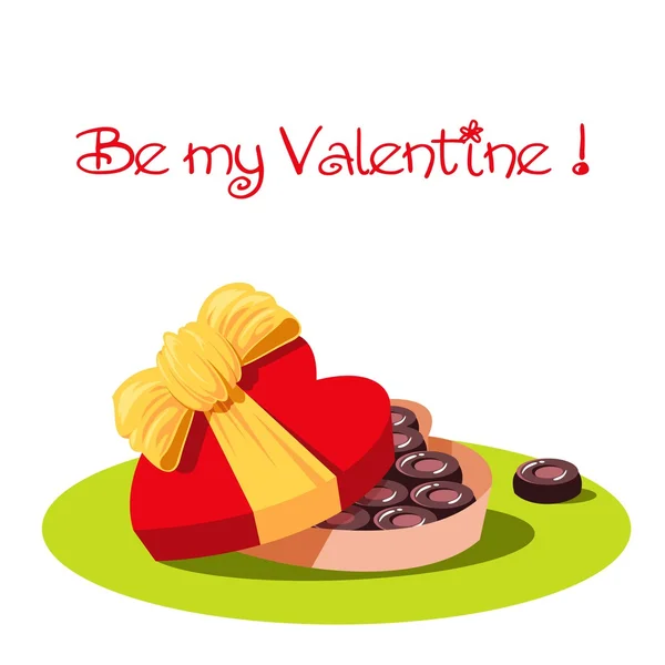 Tarjeta romántica para San Valentín. caja de chocolates en forma de corazón . — Vector de stock