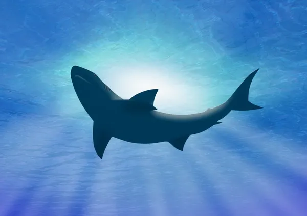 Aguas profundas bajo las criaturas del agua - Tiburón — Foto de Stock