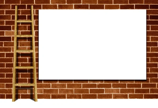 れんが造りの壁の空の広告看板 — ストック写真