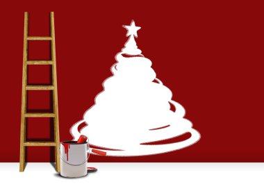 Kırmızı renk (xmas kavramı ile bir duvar boyaları)