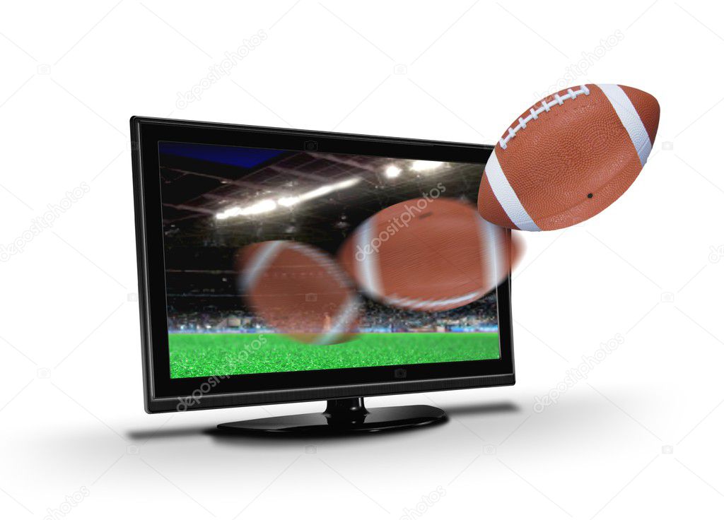 Football flying out from TV LCD screen