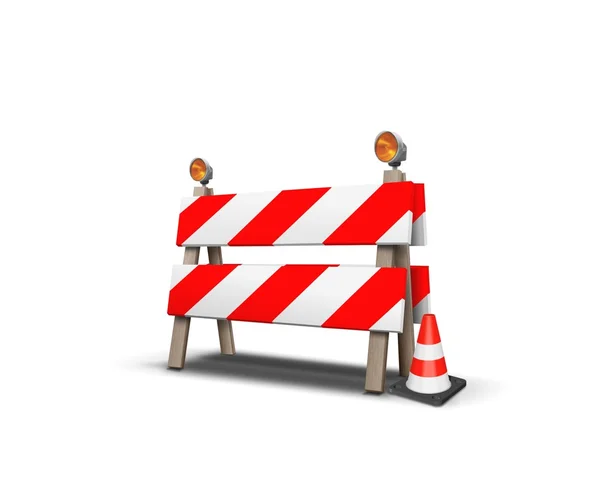 Under construction-Road barrier with cone — Stock Photo, Image