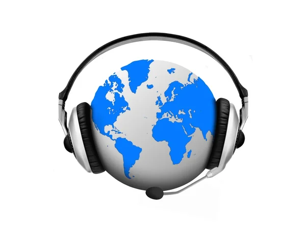 World of entertainment with globe and headphones — Stock Photo, Image