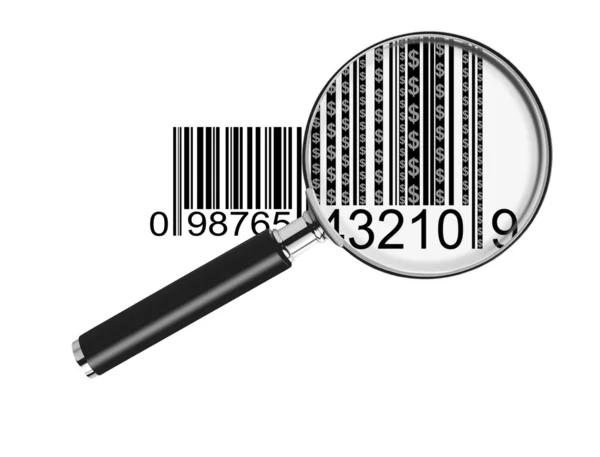 Código de barras com símbolo dólar ampliar — Fotografia de Stock