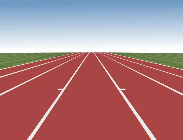 Running track with blue sky in distance — Stock Photo, Image