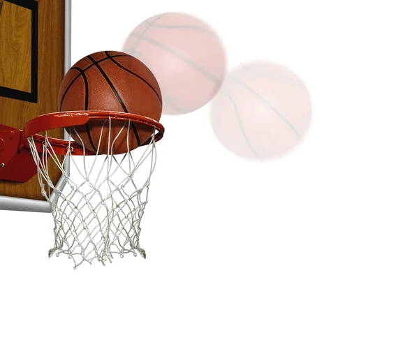 Basketball Score schießen über Weiß — Stockfoto