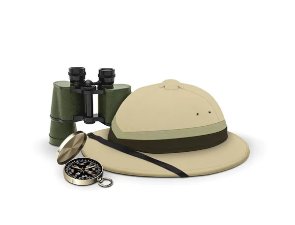 Explorer hat and equipment — Stock Photo, Image