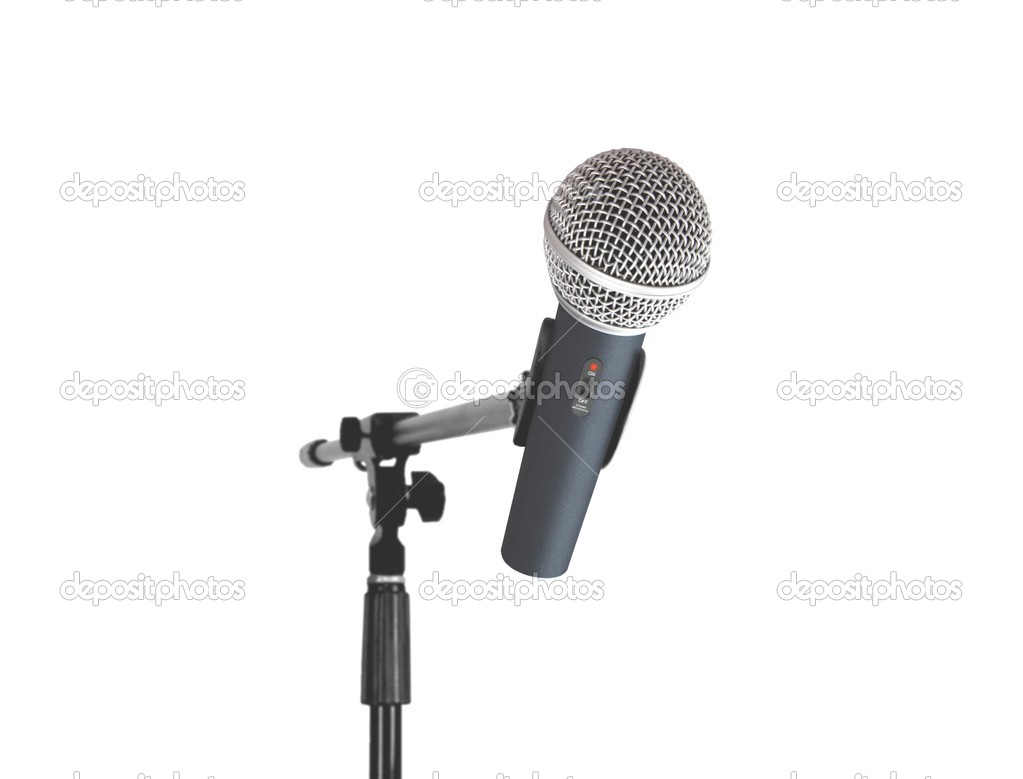Microphone standing over white