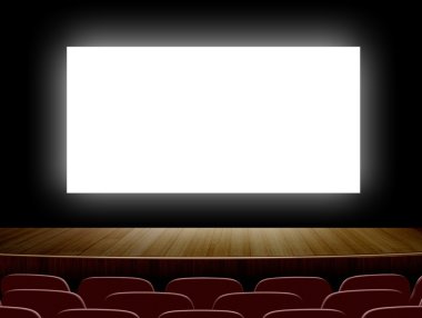 sinema ile beyaz perde ve koltuk