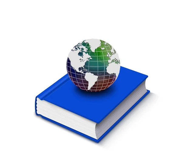 Closed book and globe on white — Stock Photo, Image