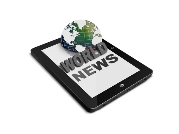 World news on tablet computer — Stock Photo, Image