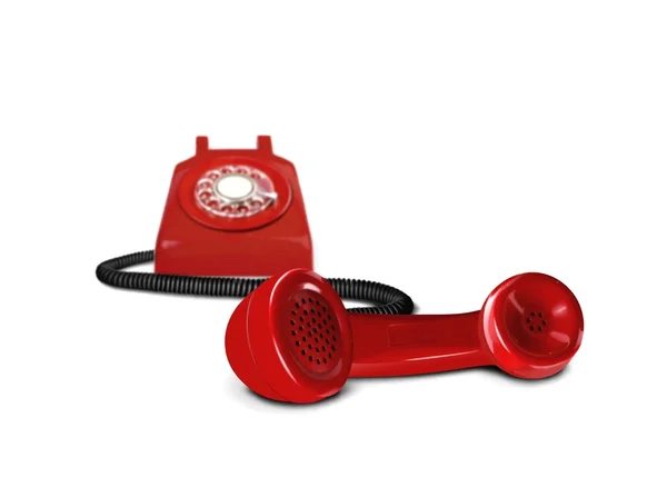 Telefone vermelho em espera — Fotografia de Stock