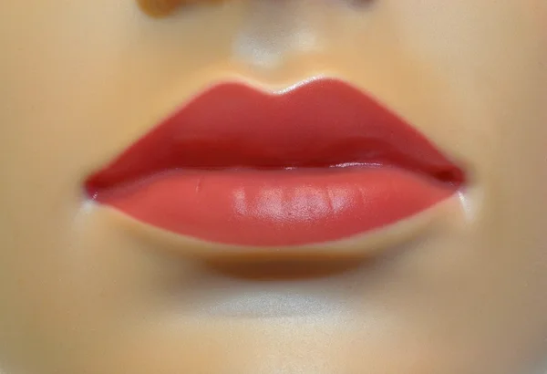 Lábios de manequim em close-up — Fotografia de Stock